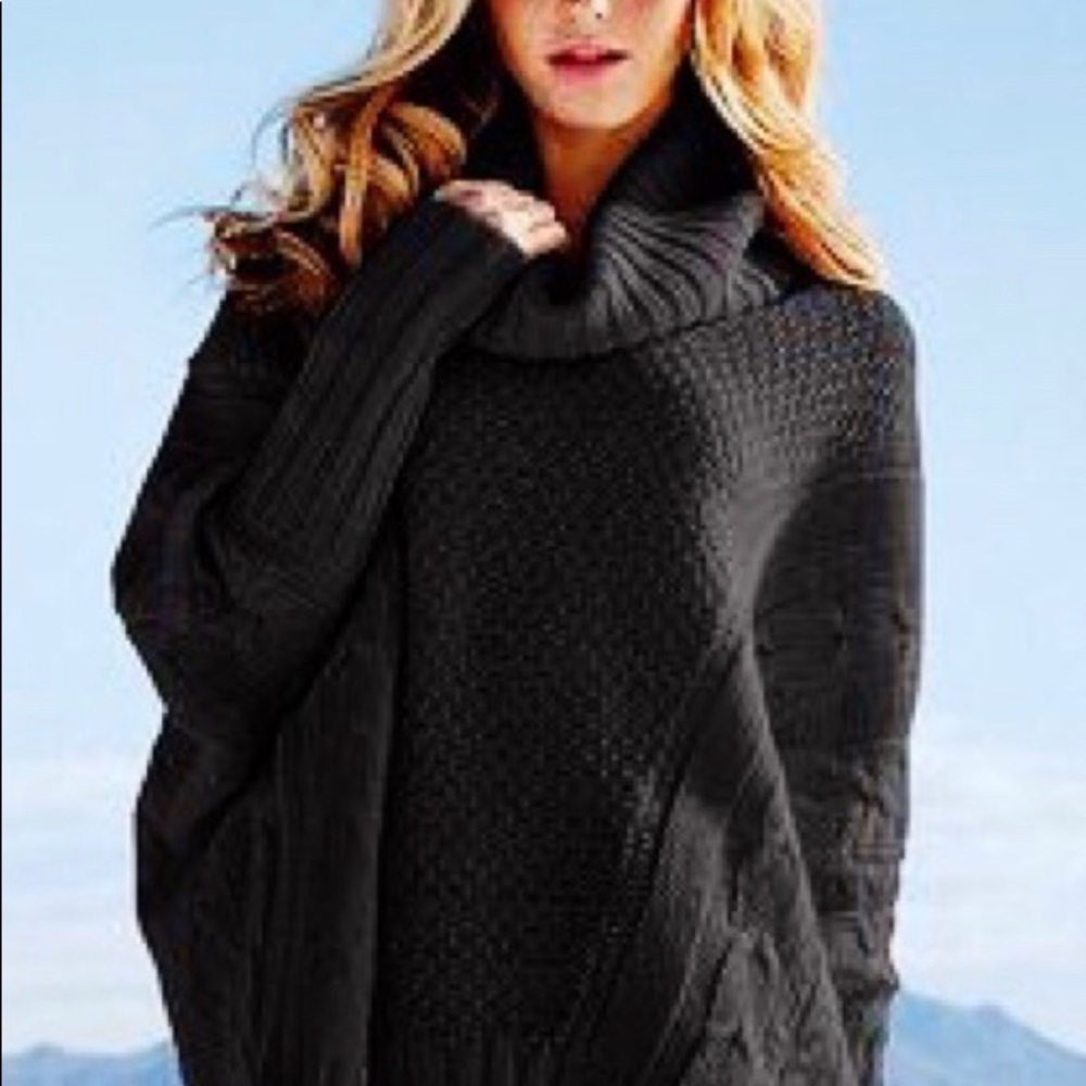 Victoria Secret Cowlneck Poncho Black Sweater
